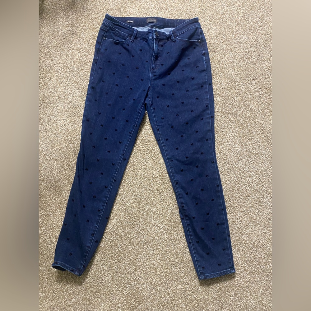 Talbots jeans with cute little black bows design!